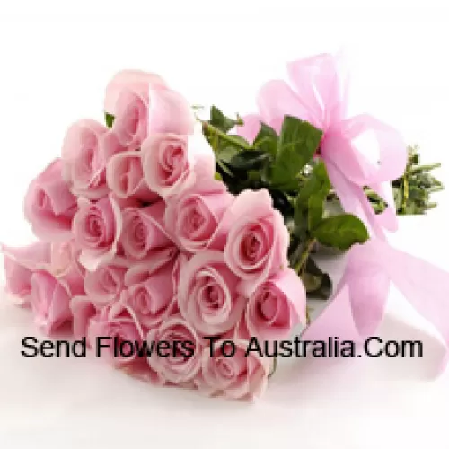 Bunch Of 25 Pink Roses With Seasonal Fillers