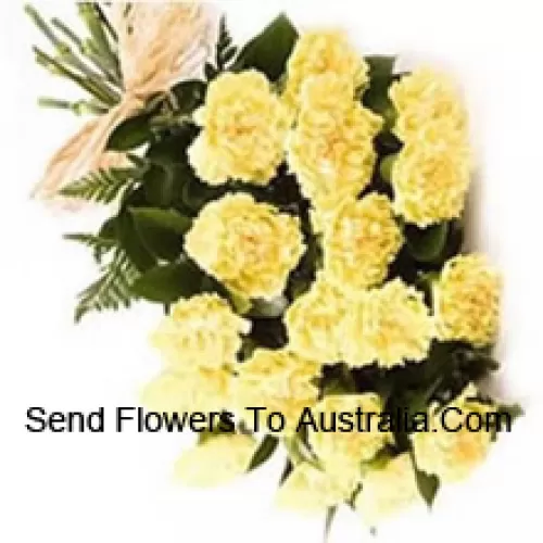 Bunch Of 19 Yellow Carnations With Seasonal Fillers