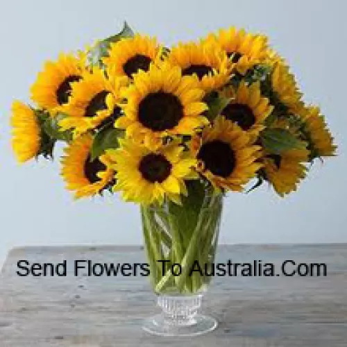 Un magnifique arrangement de tournesols en vase