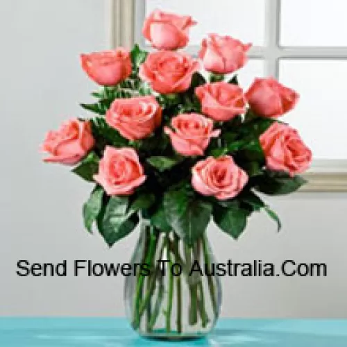 11 Pink Roses In A Vase