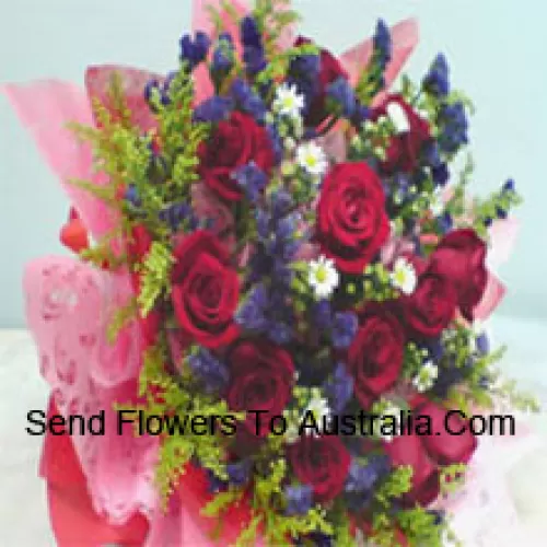 Beautifully Wrapped Bunch Of 11 Red Roses