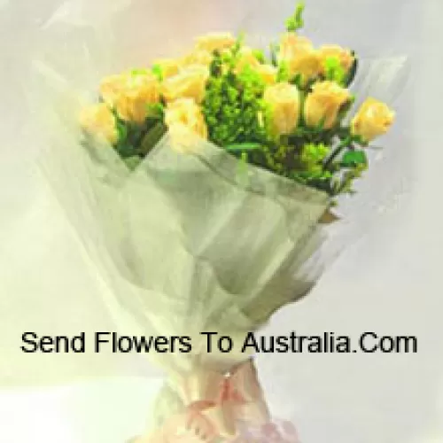 Bunch Of 11 Yellow Roses With Seasonal Fillers