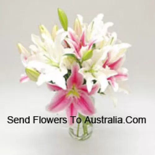 Mixed Colored Lilies In A Vase